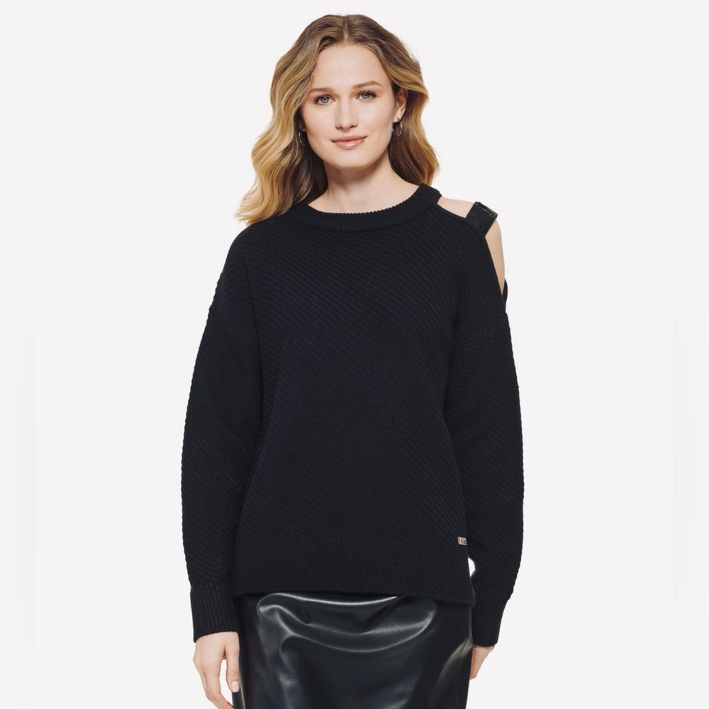 DKNY Sequin Shoulder Sweater Size Large